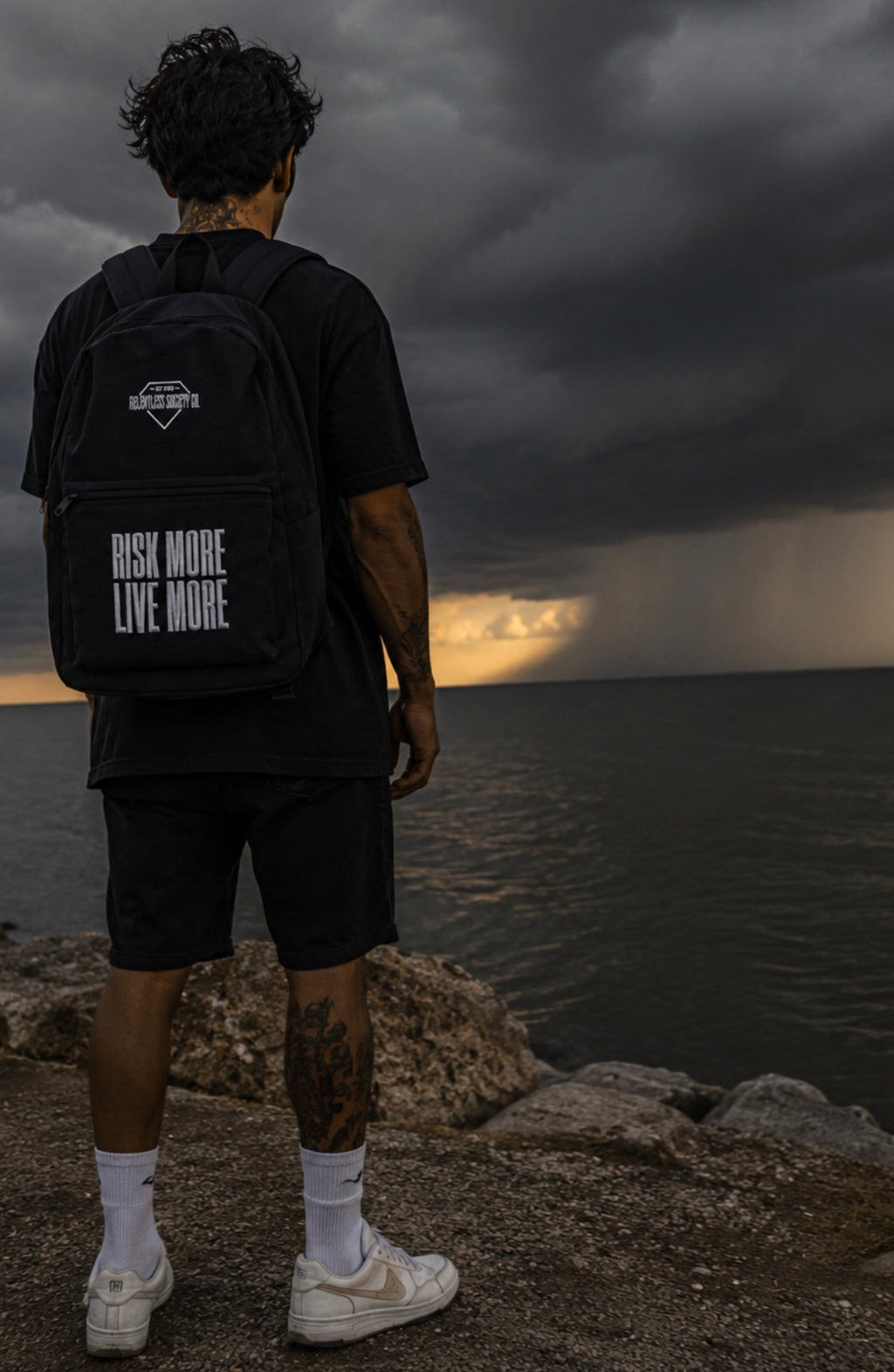 Risk More. Live More Backpack EMBROIDERED