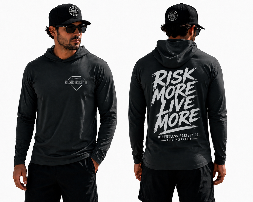 Risk More. Live More. Performance Fishing Hoodie | SPF 50 Sun Shirt
