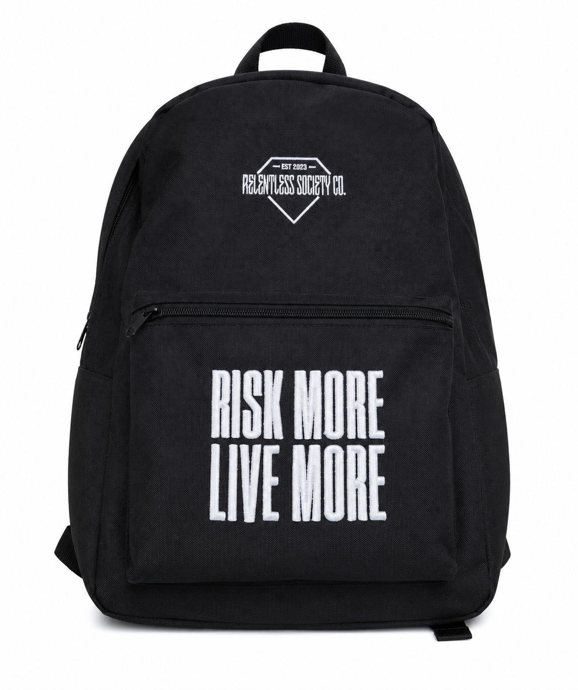 Risk More. Live More Backpack EMBROIDERED